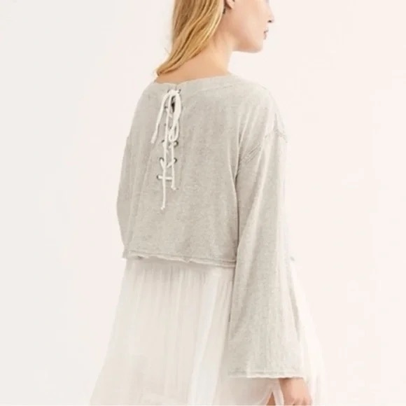 We The Free Layered Tunic Midi Dress Heather Grey Size Large - Picture 3 of 9